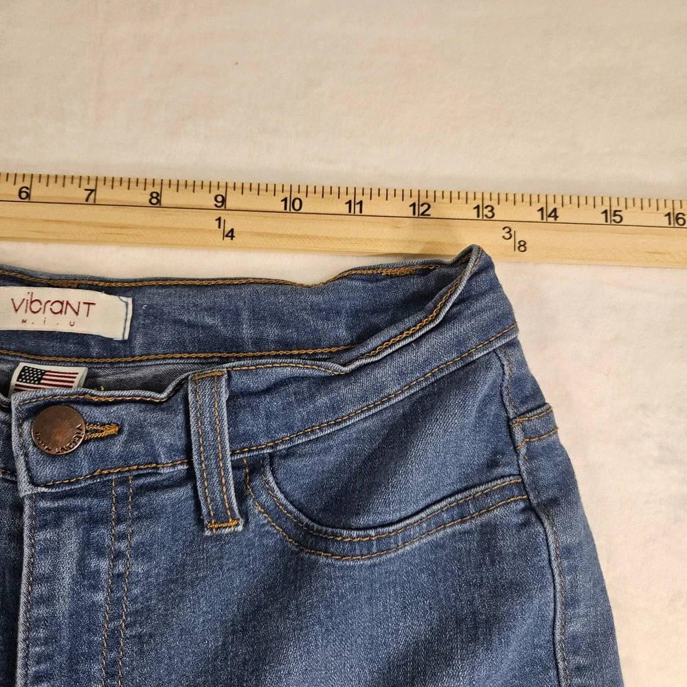 Vibrant MIU Womens High Waisted Flare Jeans Medium Wash Size 9 W28 P522 USA Made